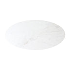 Table basse ovale en marbre blanc veiné gris, bois de manguier 120x60 cm