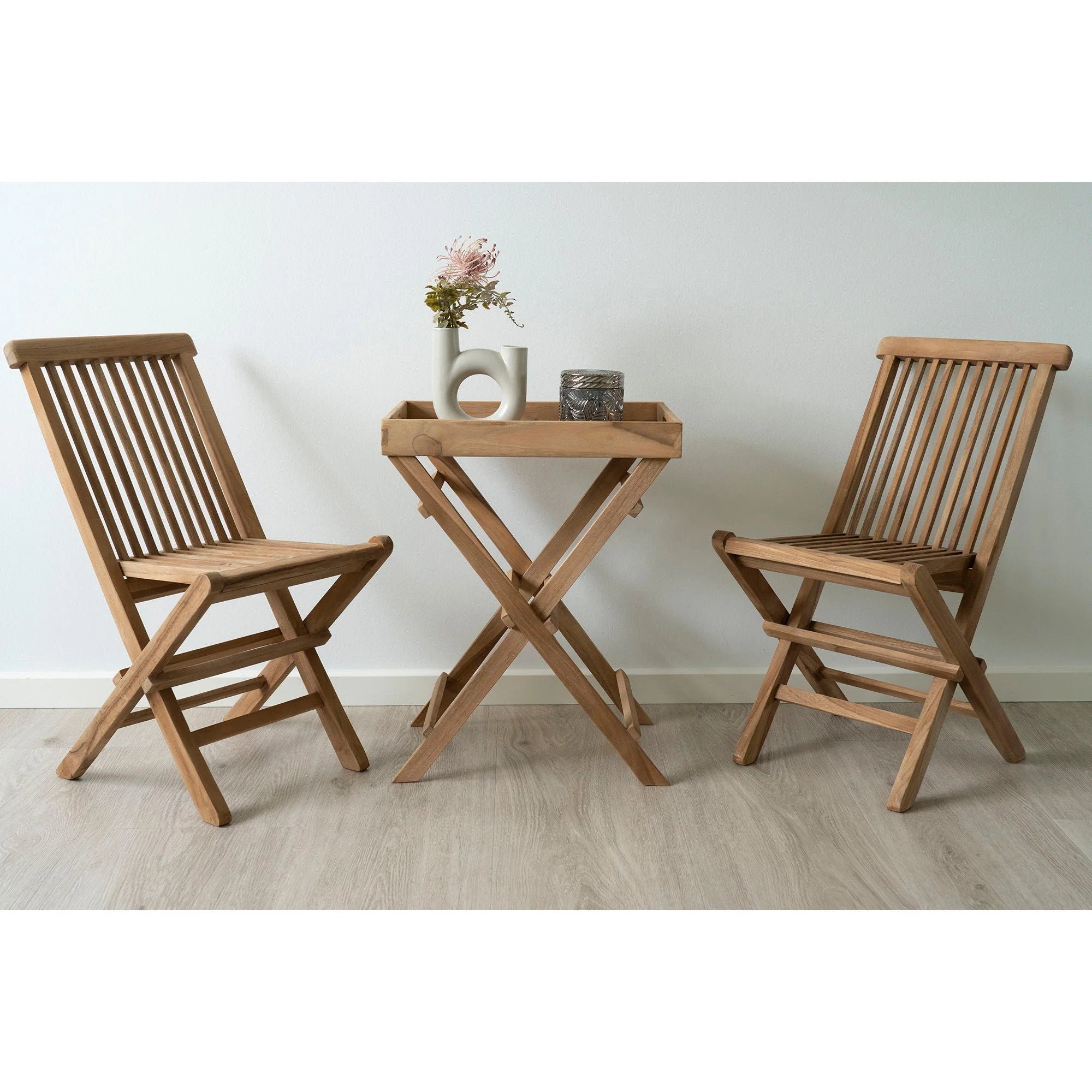 Table basse pliante en teck naturel avec plateau amovible et mobilier en bois