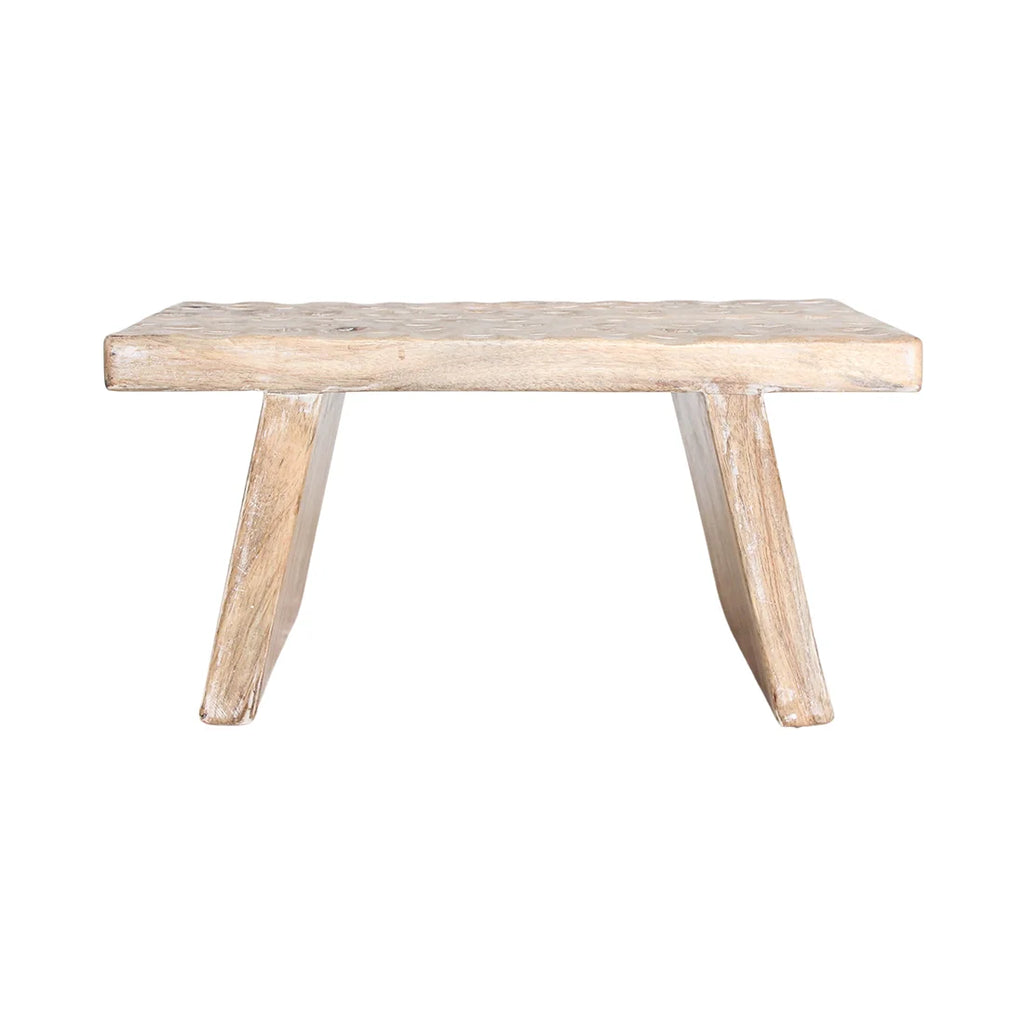 Table basse rectangulaire en bois de manguier naturel sculpté 40x25 cm rustique