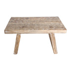 Table basse rectangulaire en bois de manguier naturel sculpté 40x25 cm rustique beige