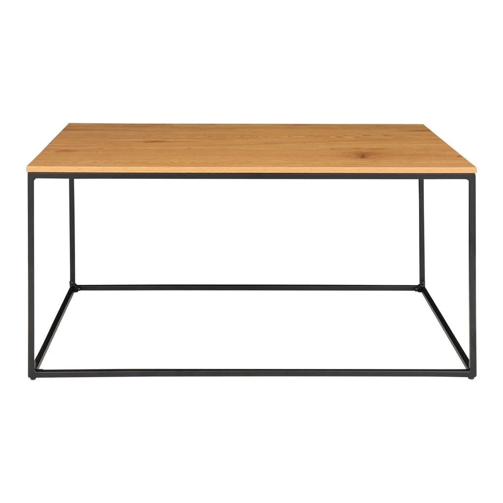 Table basse rectangulaire en bois et métal 90x60 cm