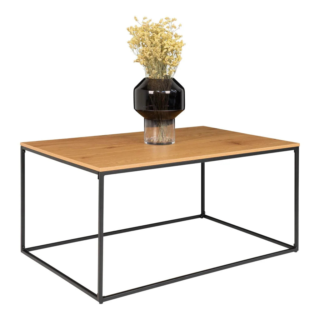 Table basse rectangulaire en bois et métal 90x60 cm