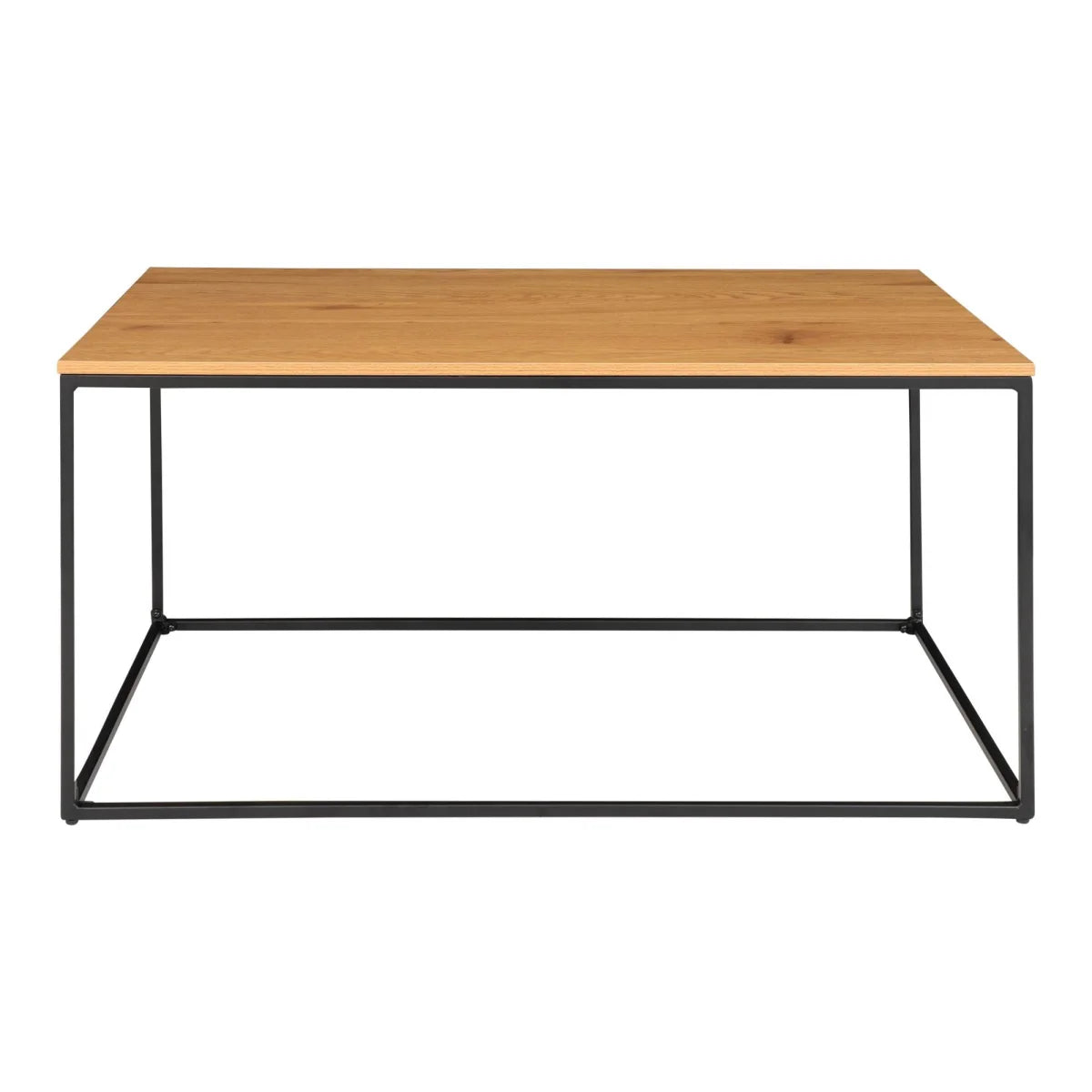 Table basse rectangulaire moderne en bois de chêne clair et métal noir 90x60 cm