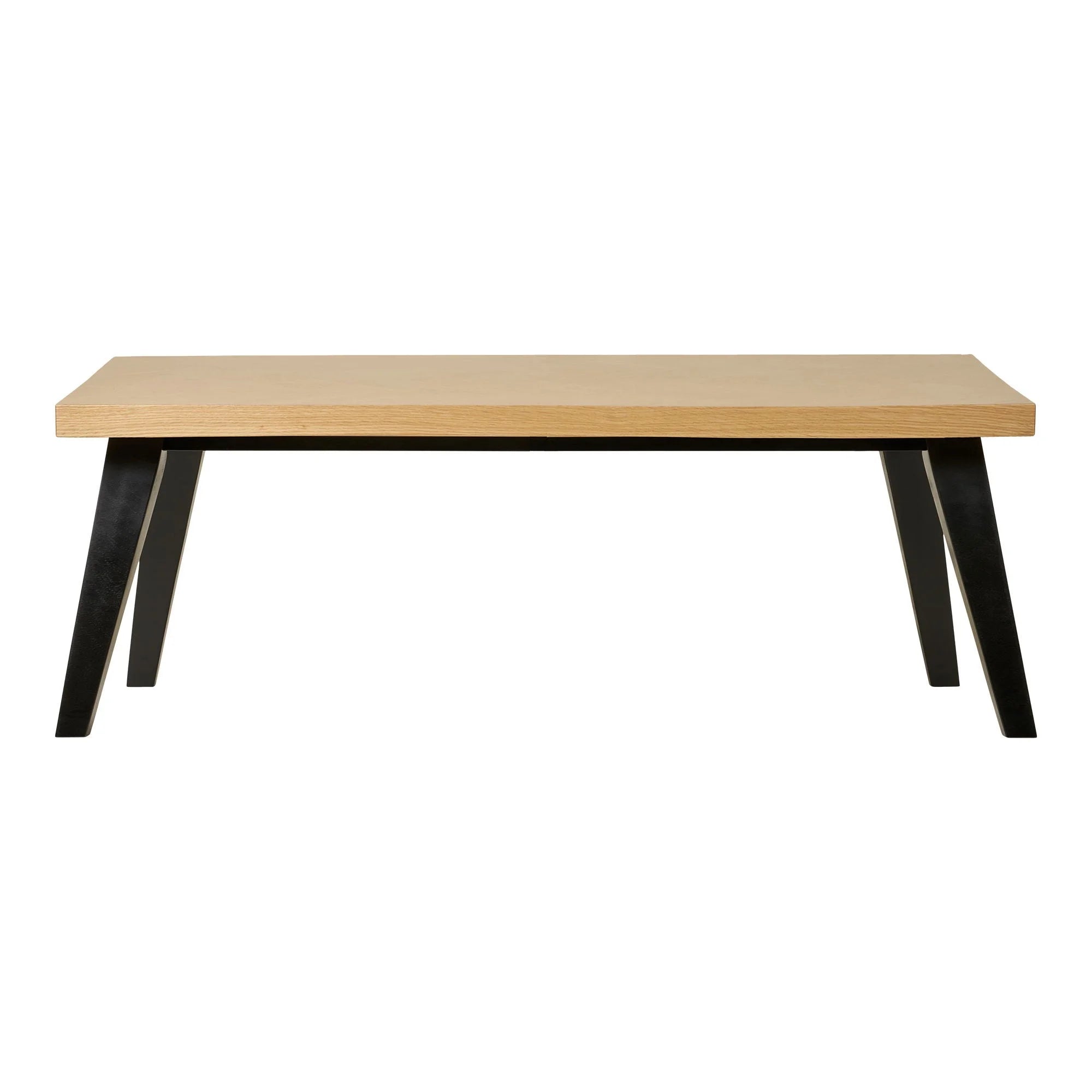 Table basse rectangulaire en bois naturel et métal noir, dimensions 120x60 cm
