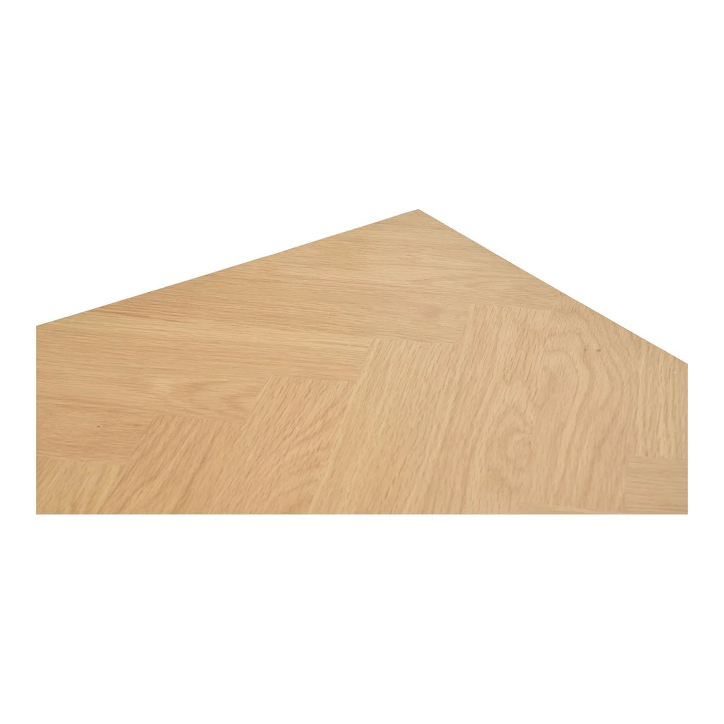 Sol en chêne clair à motif chevron pour table basse bois et métal 120x60 cm