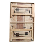 Table basse rectangulaire en bois naturel avec renforts métalliques pliables 120x75 cm