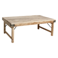 Table basse rectangulaire en bois récupéré avec renforts métalliques 120x75 cm