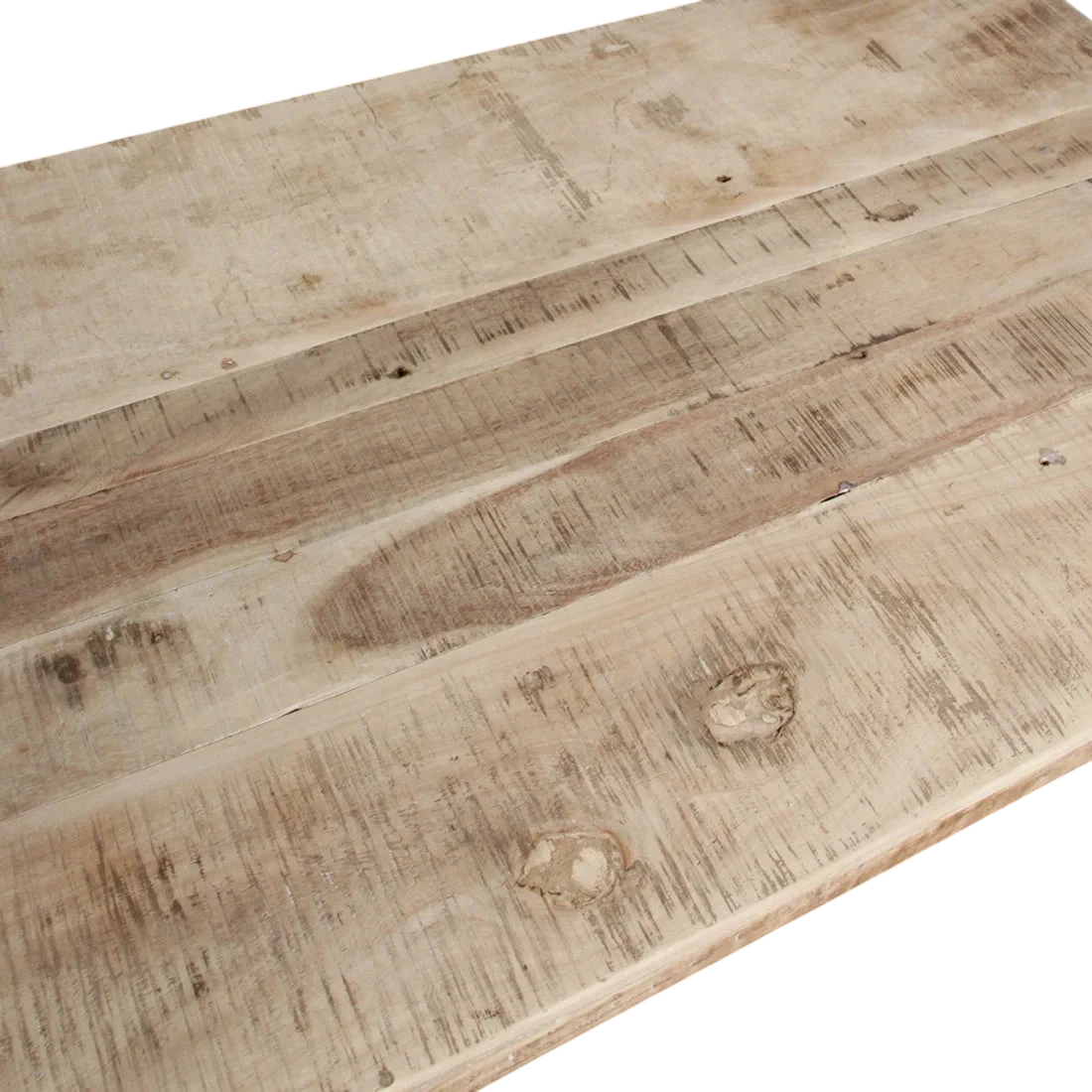 Table basse rectangulaire en bois recyclé 120x75 cm avec renforts métalliques