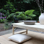 Table basse rectangulaire en bois naturel clair, grain visible, 120x75 cm