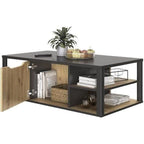Table basse rectangulaire bois et noir 110x60 cm avec rangements