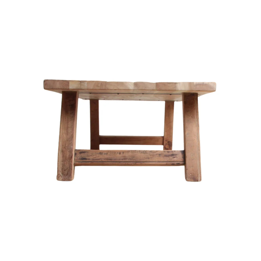 Table basse rectangulaire en bois recyclé brut miel, 140x65 cm