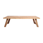Table basse rectangulaire en bois recyclé brut miel 140x65 cm