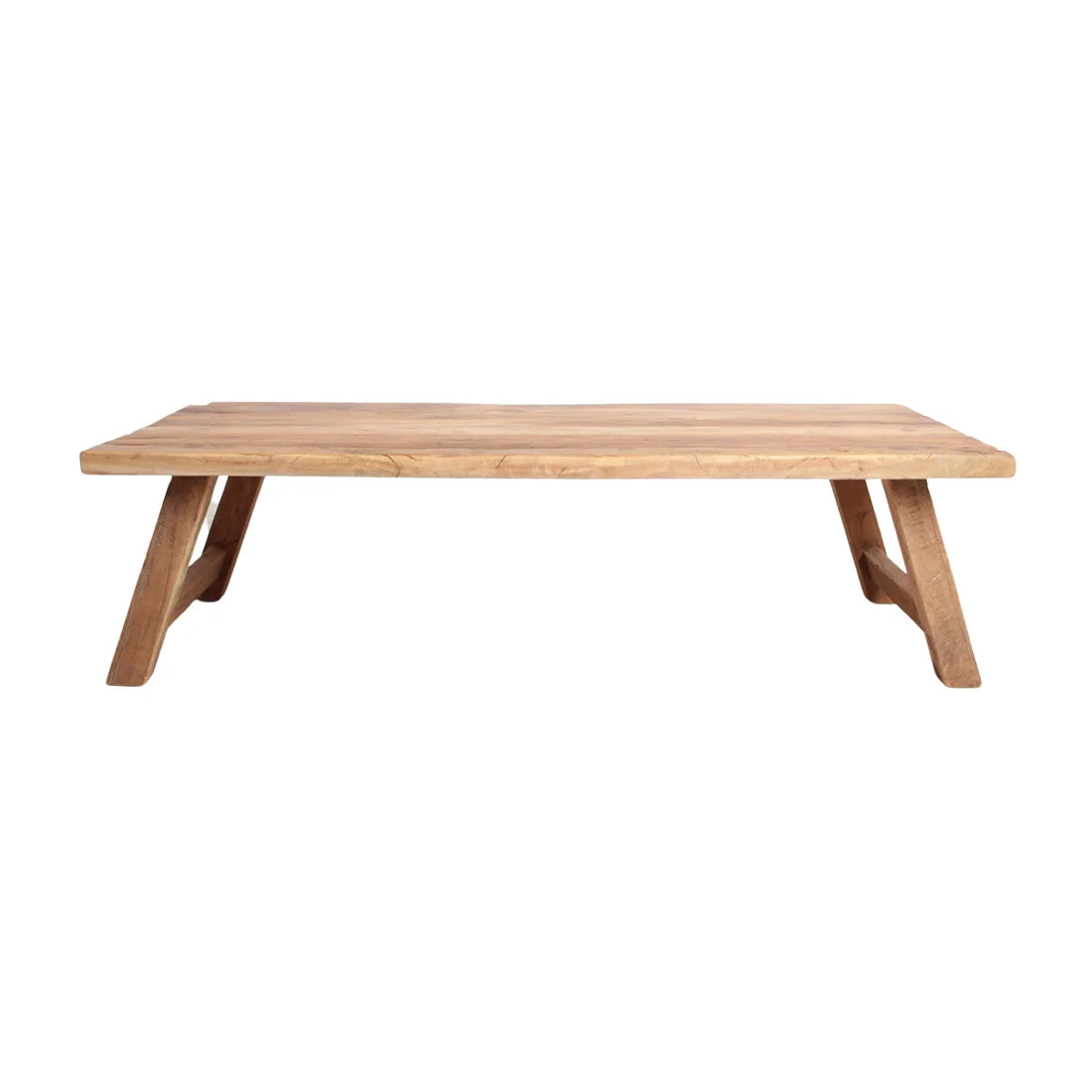 Table basse rectangulaire en bois recyclé brut miel 140x65 cm
