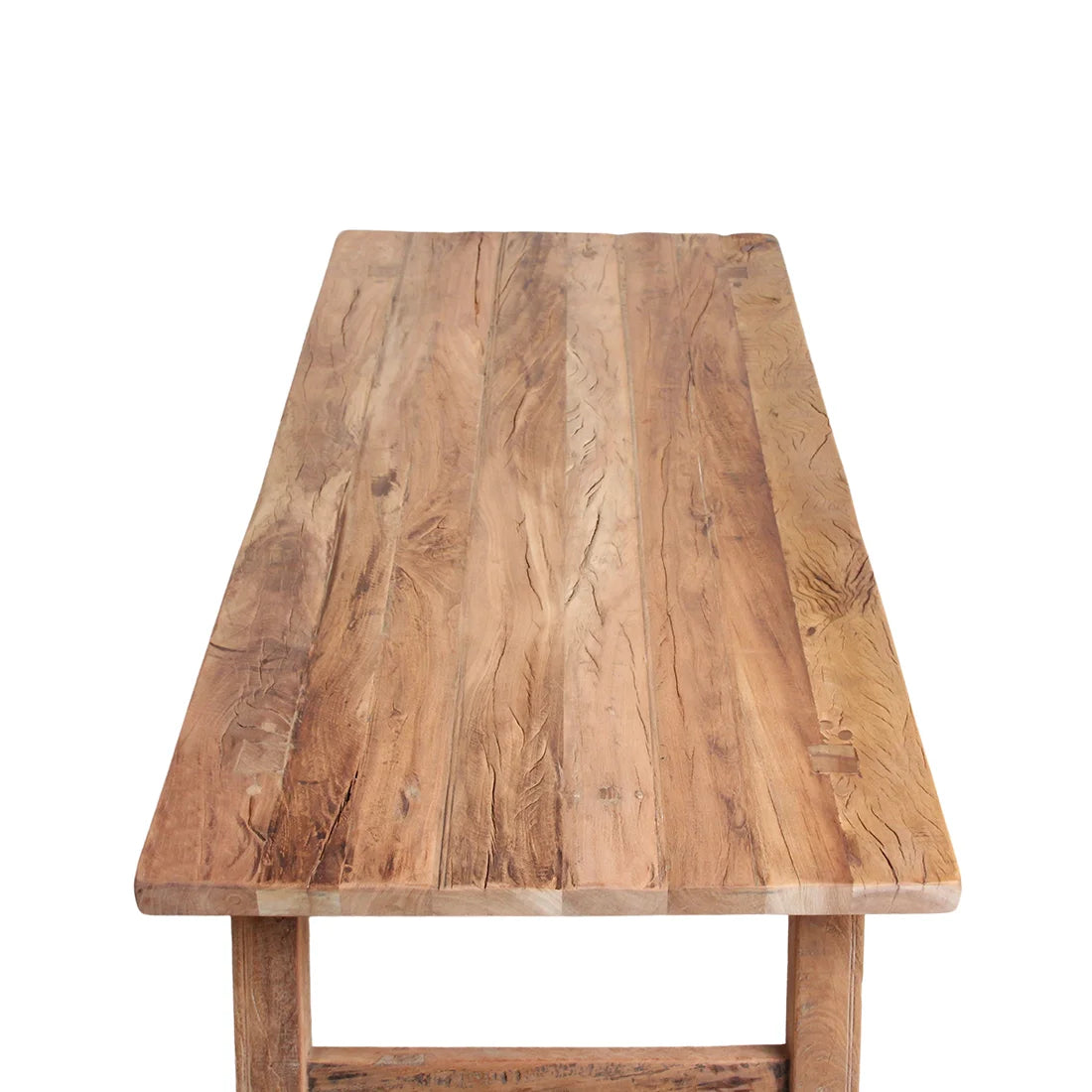 Table basse rectangulaire en bois recyclé brut miel, 140x65 cm