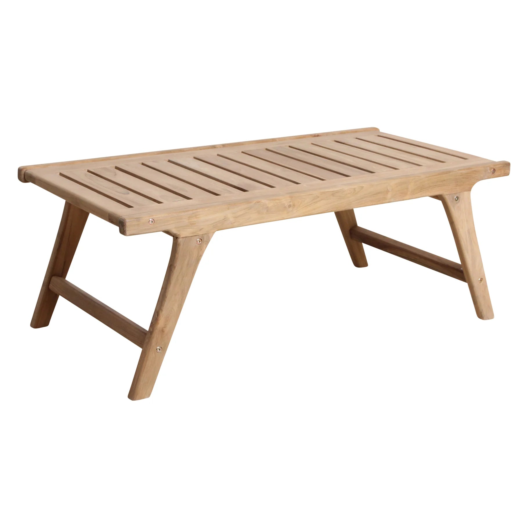Table basse rectangulaire en teck naturel 100x50 cm pour extérieur