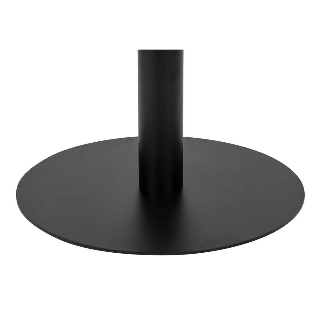 Pied de table central noir mat Ø70 cm avec plateau rond aspect marbre