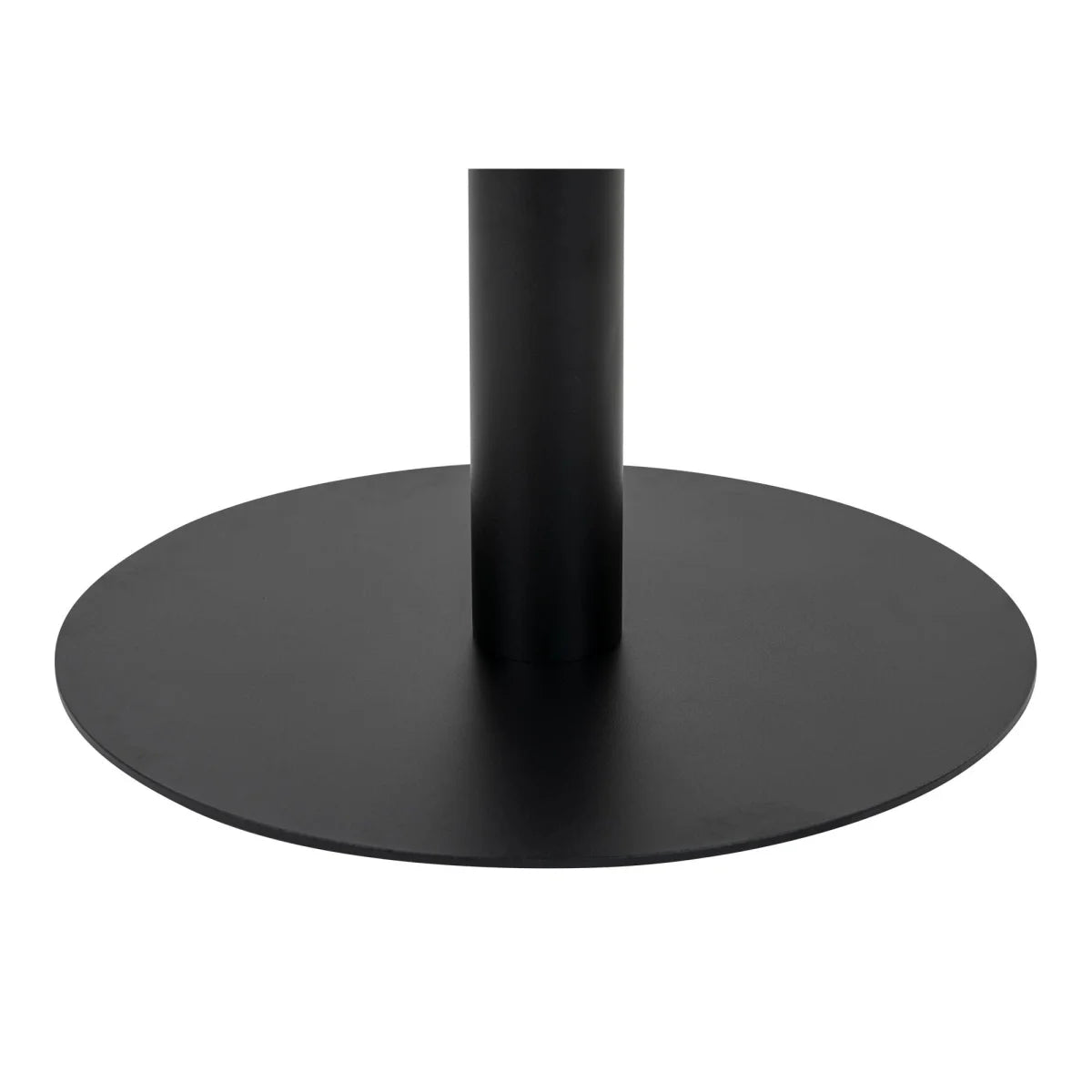 Pied de table central noir mat Ø70 cm avec plateau rond aspect marbre