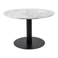 Table basse ronde aspect marbre pied central noir – Ø70 cm