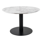 Table basse ronde aspect marbre pied central noir – Ø70 cm