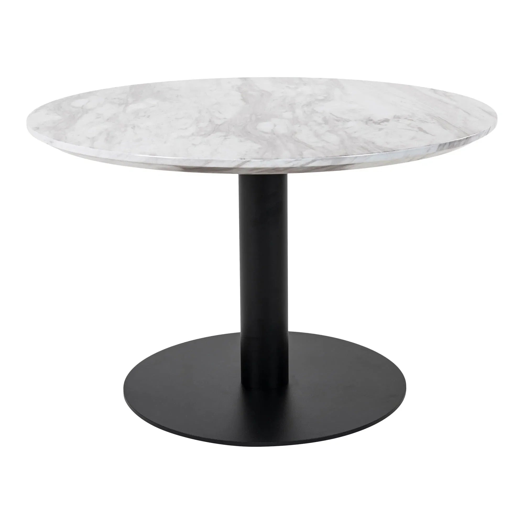 Table basse ronde aspect marbre pied central noir – Ø70 cm