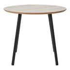 Table basse ronde en travertin avec pieds noirs en métal, diamètre 55 cm