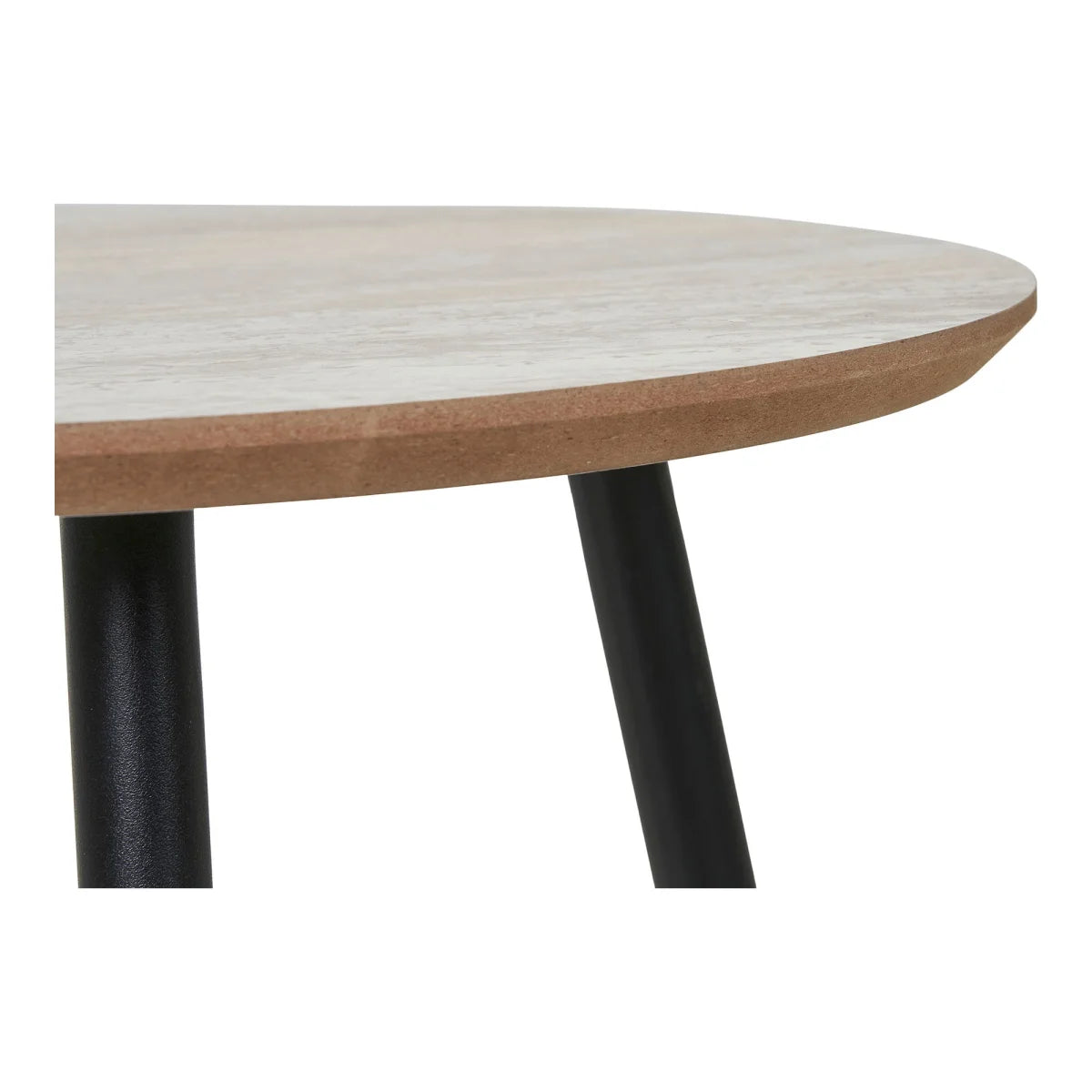 Table basse ovale moderne bois clair et pieds métal noir Ø55 cm