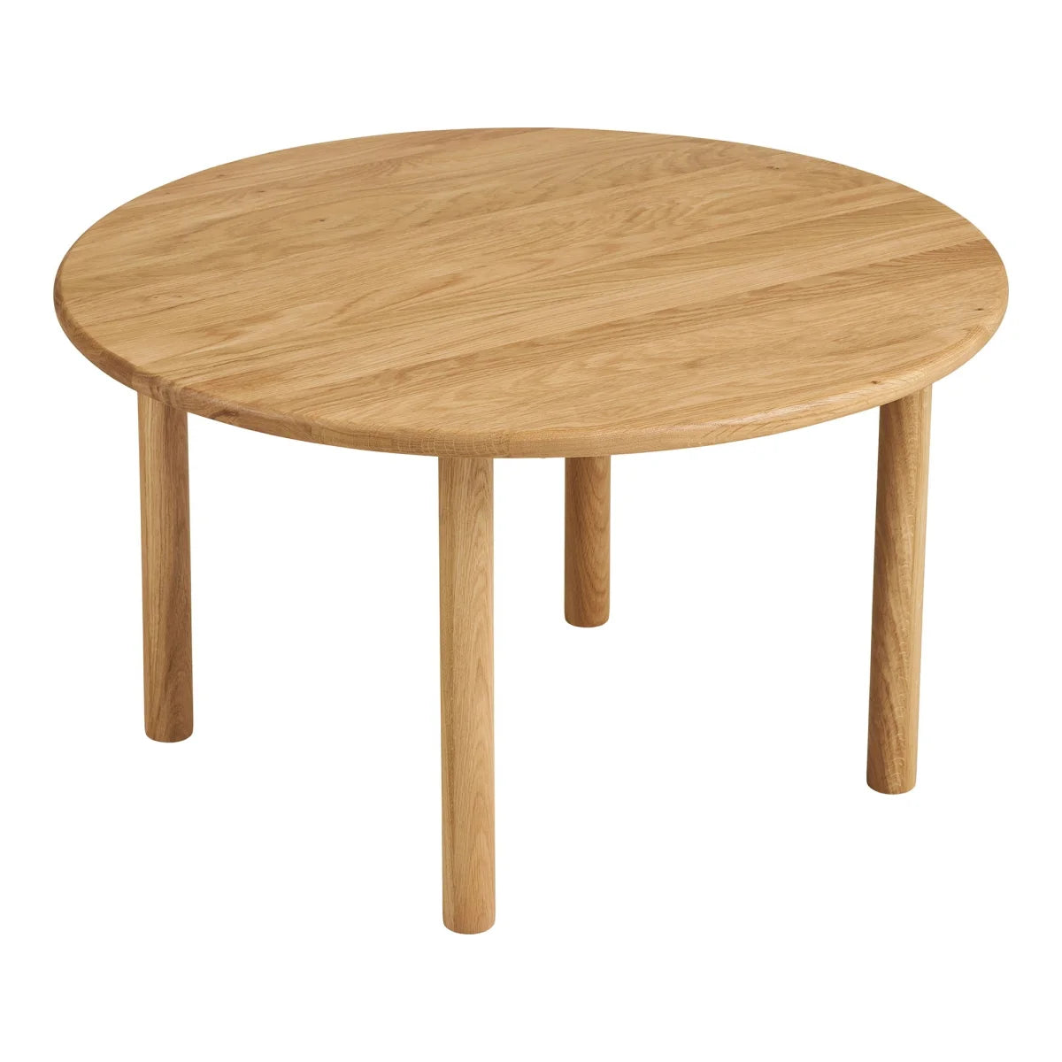 Table basse ronde en bois de chêne naturel, Ø70 cm, 4 pieds cylindriques