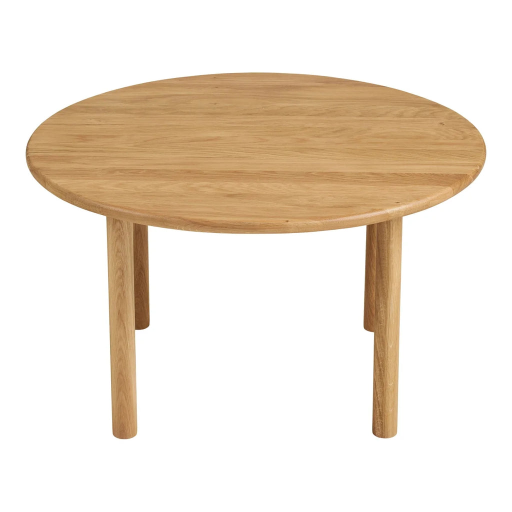 Table basse ronde en chêne clair Ø70 cm avec 4 pieds cylindriques