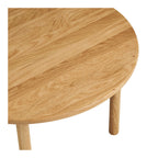 Table basse ronde en bois de chêne naturel avec grain visible pour salon Ø70 cm
