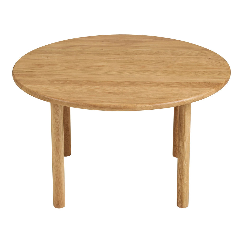 Table basse ronde en bois de chêne naturel avec quatre jambes solides pour salon