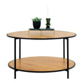 Table basse ronde bois clair et métal noir Ø80 cm