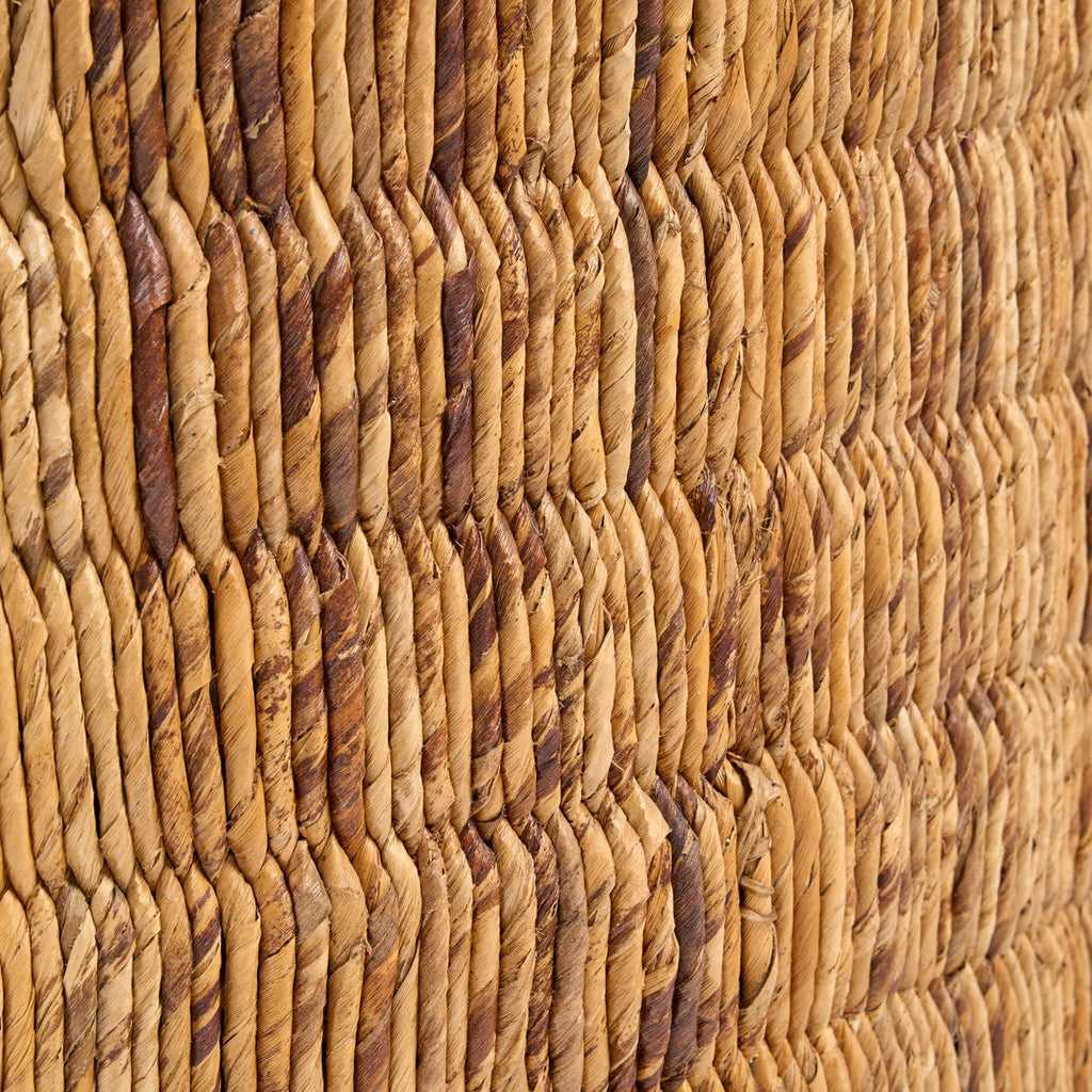 Panier en fibres naturelles tressées beige et marron, Ø80 cm