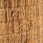Panier en fibres naturelles tressées beige et marron, Ø80 cm
