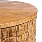 Table basse ronde en bois et fibres tressées tons naturels, Ø80 cm