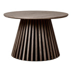 Table basse ronde en bois fumé avec piètement à lattes inclinées Ø70 cm