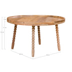 Table basse ronde en bois de manguier clair avec pieds perles Ø60 cm