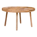 Table basse ronde en bois de manguier clair avec pieds perles – Ø60 cm