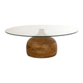 Table basse ronde en bois de manguier et verre transparent, Ø100 cm