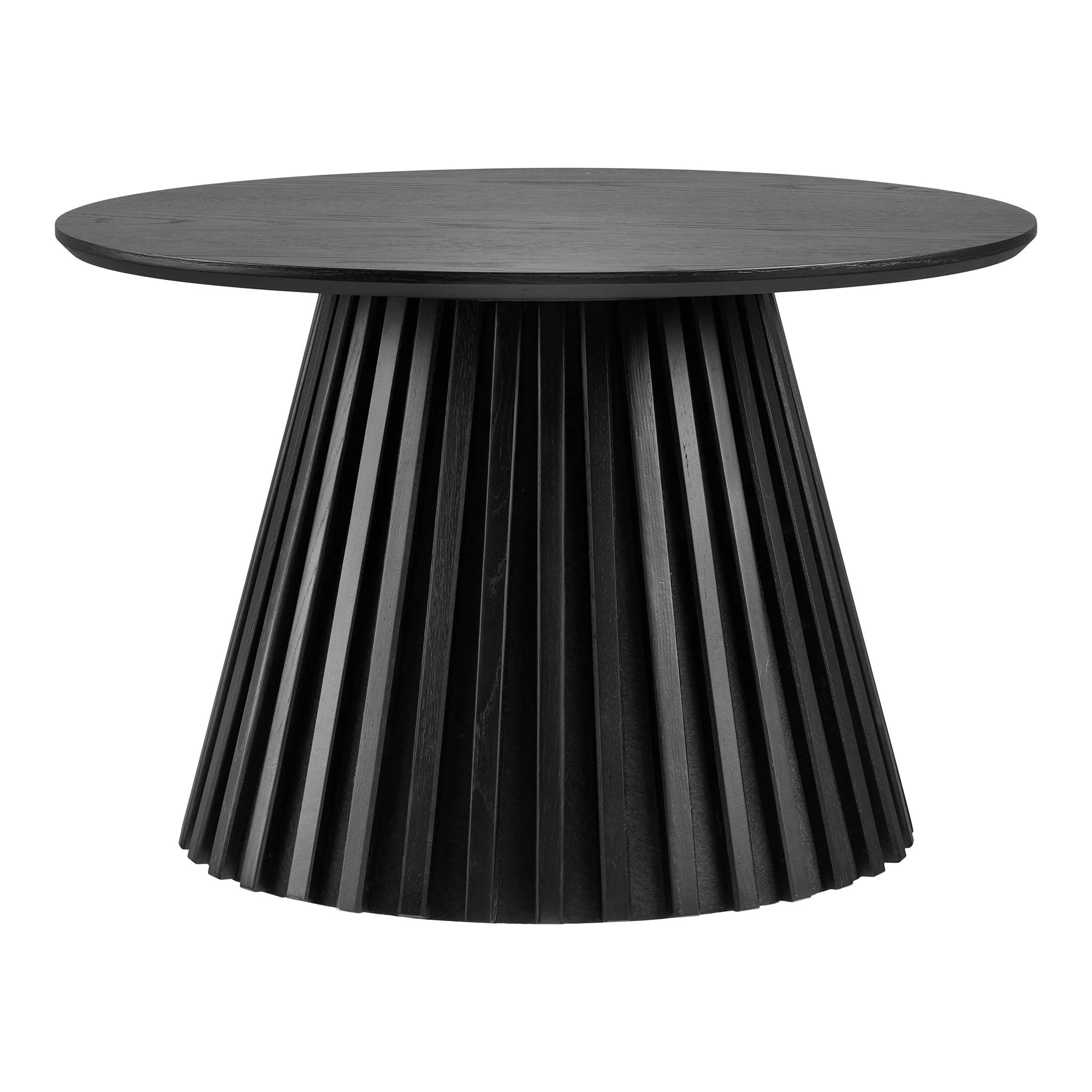 Table basse ronde en bois noir avec base rainurée, diamètre 70 cm