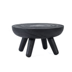 Table basse ronde en bois noir texturé – Ø78 cm