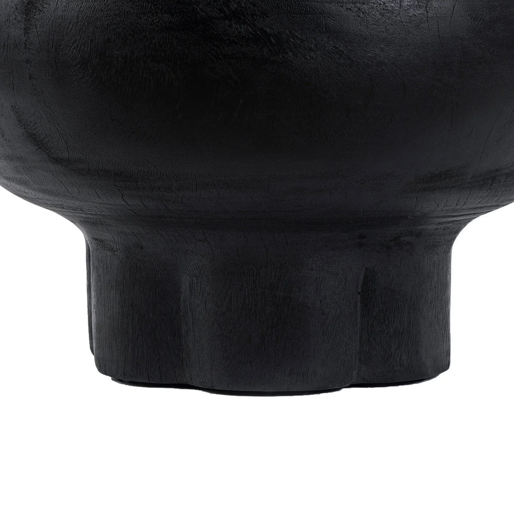 Table basse ronde en bois de suar noir forme champignon – Ø60 cm