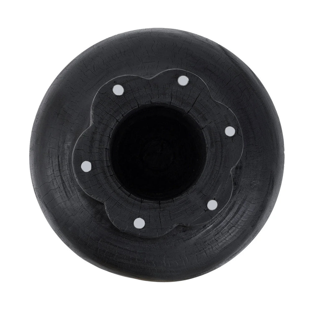 Table basse ronde en bois de suar noir forme champignon – Ø60 cm