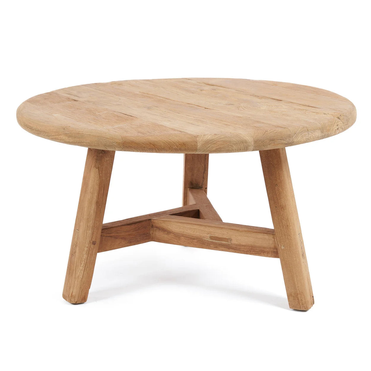 Table basse ronde en bois de teck recyclé naturel – Ø80 cm