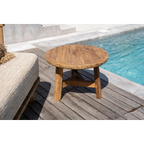 Table basse ronde en bois de teck recyclé naturelle – Ø50 cm