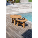 Table basse ronde en bois de teck recyclé naturelle – Ø50 cm