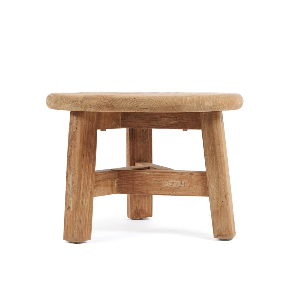 Table basse ronde en bois de teck recyclé naturelle – Ø50 cm