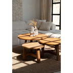 Table basse ronde en bois de teck recyclé naturelle – Ø50 cm