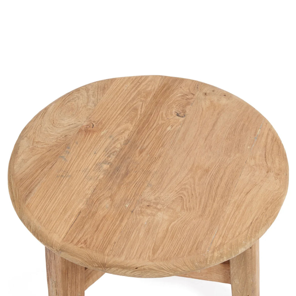 Table basse ronde en bois de teck recyclé naturelle – Ø50 cm