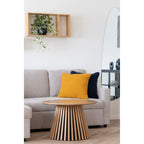 Table basse ronde en chêne plaqué naturel pour salon avec diamètre de 70 cm
