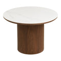 Table basse ronde effet marbre blanc et bois noyer Ø60 cm